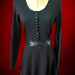 Chic Black Long Sleeve Dress with Button Detail
